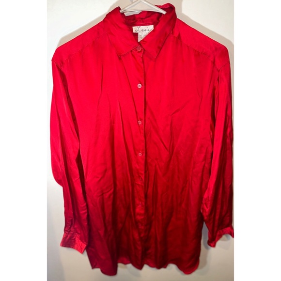 Lassie Silk Red Women’s Long Sleeved Button Down Dress Shirt - Picture 5 of 16